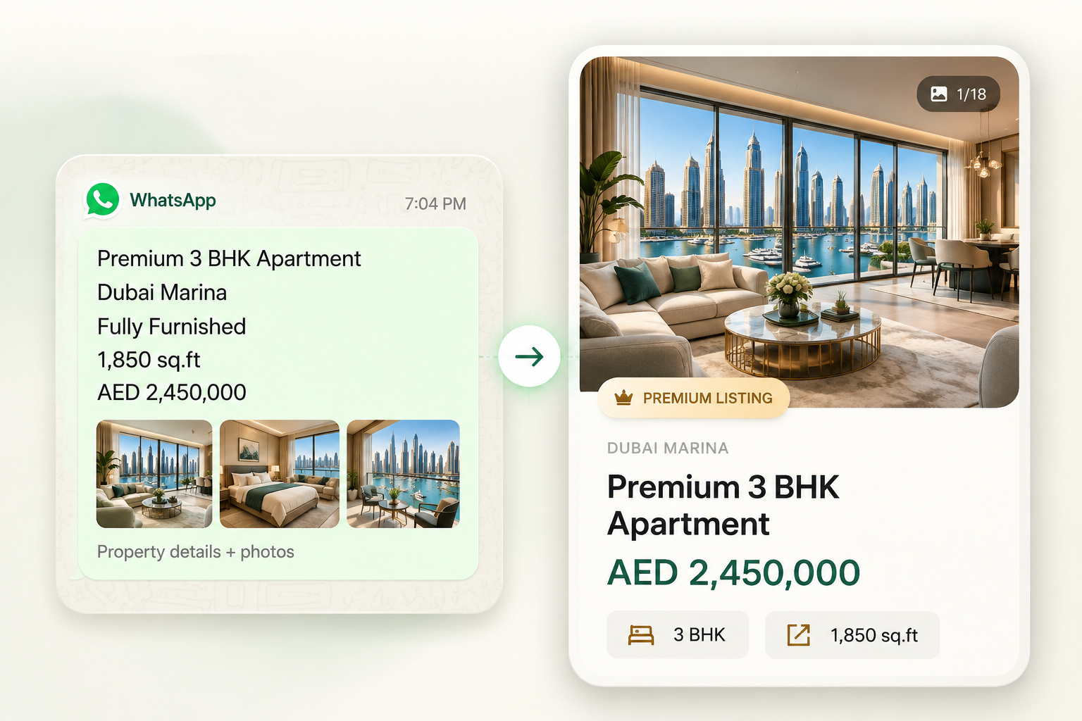 WhatsApp to EstatePage property website