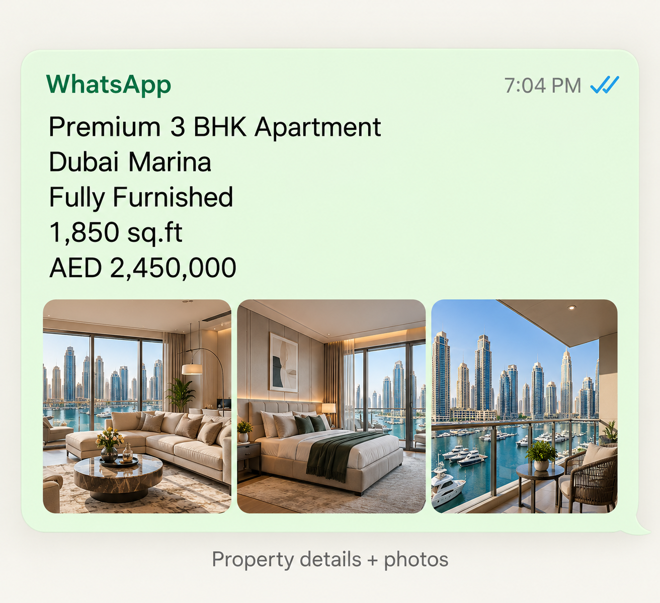 Property details sent through WhatsApp